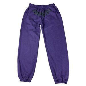 Sp5der Purple Men's Sweatpants L 100% Cotton Fleece Drawstring Pockets